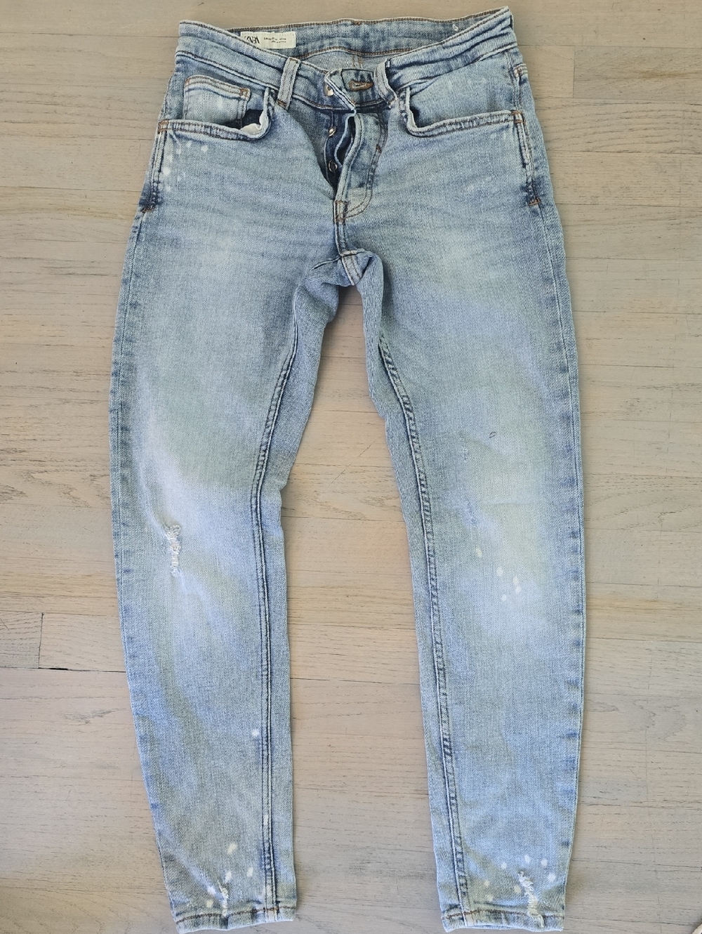 Zara Men's Faded Blue Skinny Jeans - Picture 5 of 5